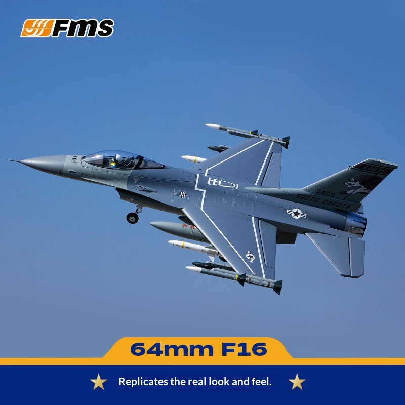 Rc Hobby Experts - FMS 64mm F16 ファイティングファルコン RC飛行機、固定翼、EDF（電動推進装置）搭載、フォーム製航空機モデル。大人向けの趣味用。